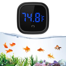 LOFICOPER LED Digital Aquarium Thermometer, Wireless Stick-on Fish Tank Thermometer with Built-in Battery, for Fish, Axolotl, Turtle, Reptiles