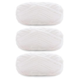 Franel Velvet Yarn Crocheting Fuzzy Yarn, Premier Plush Parfait Chunky Blanket, Velvet Fluffy Chenille Blanket Yarn,Crochet Knitting Soft Thick Plush Lustrous (3, White)