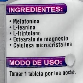 Melatonina Triptófano 30 Tabletas De 400 Mg Supra                                                                                                     