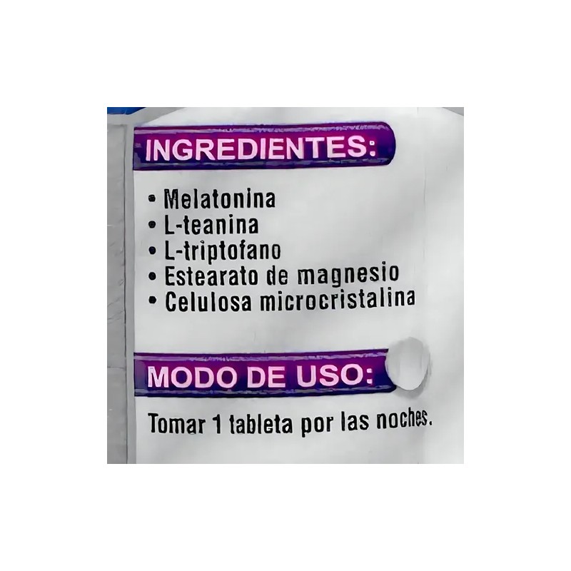 Melatonina Triptófano 30 Tabletas De 400 Mg Supra