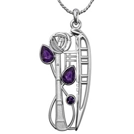 CHARLES RENNIE MACKINTOSH Silver Pendant - Nairn Necklace. Mackintosh Jewellery 386