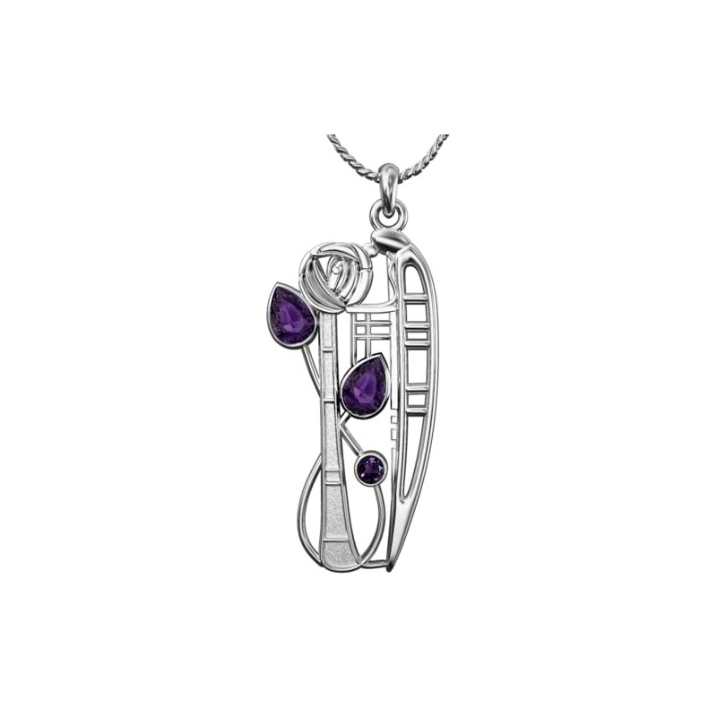 CHARLES RENNIE MACKINTOSH Silver Pendant - Nairn Necklace. Mackintosh Jewellery