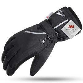 Achiou - Guantes de esquí de nieve, impermeables, con visualización táctil, para invierno, cálidos para hombres y mujeres, con bolsillo portátil
