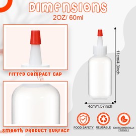 Mifoci 200 Pcs 2 oz Small Condiment Plastic Squeeze Bottle with Red Cap Mini Boston Dispensing Bottles Container Suitable for Dressing Salad Dressing Oil Cookies Writing Paint Glues