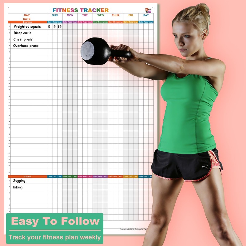 Weekly Dry Erase Fitness Calendar,24x36 Inch