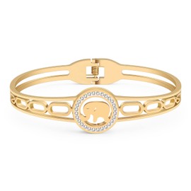 WEVENI Cute Elephant Bracelet Cuff Bangle Elephant Gifts for Women Girls Stainless Steel Elephant Charms for Teenage Girls Friends, Stainless Steel, Zircon gemstone.