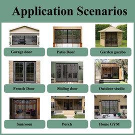 Garage Door Screen 11x9ft for 1 Car, Retractable Fiberglass Magnetic Screen Mesh Sliding Curtain, Heavy Duty Weighted Bottom, Easy Assembly &Pass, Hands Free Doors for Garage Patio (Black, 11x9ft)