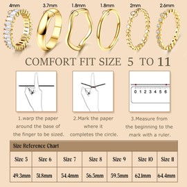 Finrezio 6PCS 14K Gold Plated Stacking Ring Set for Women Thumb Stackable Knuckle Band Dainty Gold Stacking Rings Size 7
