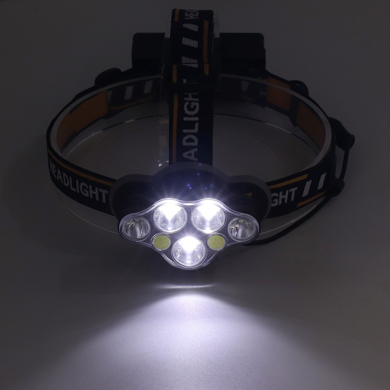7 Core Headlight Long Range USB Rechargeable Headlamp Outdoor Work