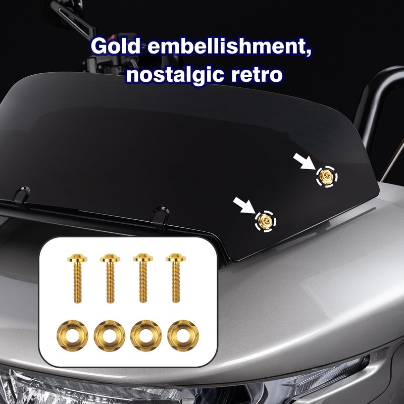 Road Glide Windshield Bolts, Gold Titanium Windshield Screws, Harley Top
