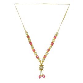 Set of 3 Mala Artificial Pearl Beads Garland Haar Small Mala for Idol-Mala for God Statues Accessories Pooja Sringar Articles Ornament for Indian Traditional Ganesha Decoration(Size:-5")(Pink & White)