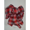 HANDMADE CHRISTMAS WREATH BOW RED & GRAY BUFFALO CHECK LANTERN
