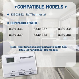KELOKE Digital Thermostat, RV Heat/Cool T-Stat Wall Thermostat Fit for Coleman Mach 8330-336 Air Conditioner with 3 Adjustment Modes, Precise Temperature Control,White, Replace# 83303862