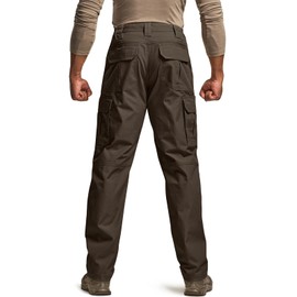 CQR Men's Tactical Pants, Water Resistant Ripstop Cargo Pants, Lightweight EDC Work Hiking Pants, Outdoor Apparel, Raider Dark Brown, 34W x 32L