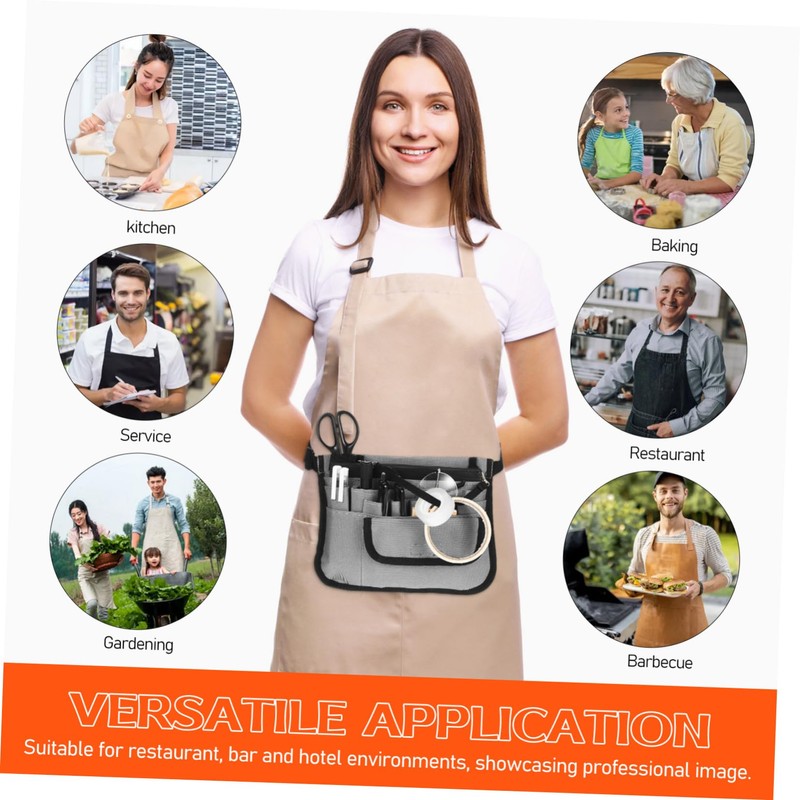 Operitacx Server Apron with Pockets Half Waist Apron for Men