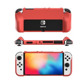Switch OLED Case Red, Flexible and Comfortable Switch OLED Protective Cover Case, Switch OLED Dockable Case