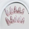 24pcs Medium Almond False Nails Cat Eye Press on Nails