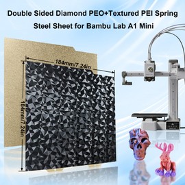 IdeaFormer-3D Diamond PEO Textured PEI Build Plate for Bambu Lab A1 Mini, PEO PEI Textured Spring Steel Plate Flexible PEO PEI Sheet 184x184mm for Bambu A1 Mini