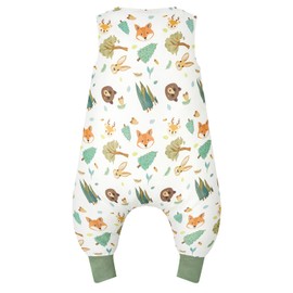 JiAmy Baby Sleeping Bag Sleeveless 1.0 Tog, Extended Legs Sleeping Bags with Legs, 100% Pure All Year Round Pyjamas for Boys Girls, dark green animals