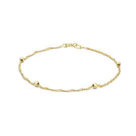Carissima Gold Women's 9 ct Yellow Gold 2 mm Twist Curb and Ball Chain Bracelet of Length 19 cm/7.5 Inch