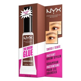 NYX The Brow Glue Eye Brow Gel MEDIUM BROWN TBG03 eyebrow tinted instant styler