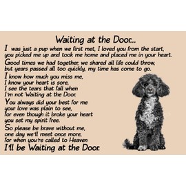 Black Poodle Dog Memorial pet loss Fridge Magnet Gift - Waiting at the Door