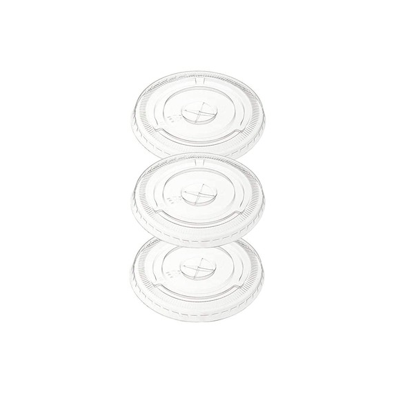 Clear PET Flat Straw Slot Lid, 98mm Diameter, (Case of 1000 Count)