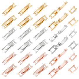 PH PandaHall 24pcs 2 Sizes18K Gold Plated Necklace Extender, 3 Colors Bracelet Extender Foldover Extension Jewelry Clasps Fold Over Clasps Bracelets Clasps and Closures for DIY Jewelry Crafts Making