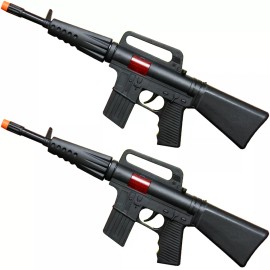 Bandai Black Gun Rifle Toy, Sound & Sparks When Triggered, CAR-15 M-16, 16 Inches Long