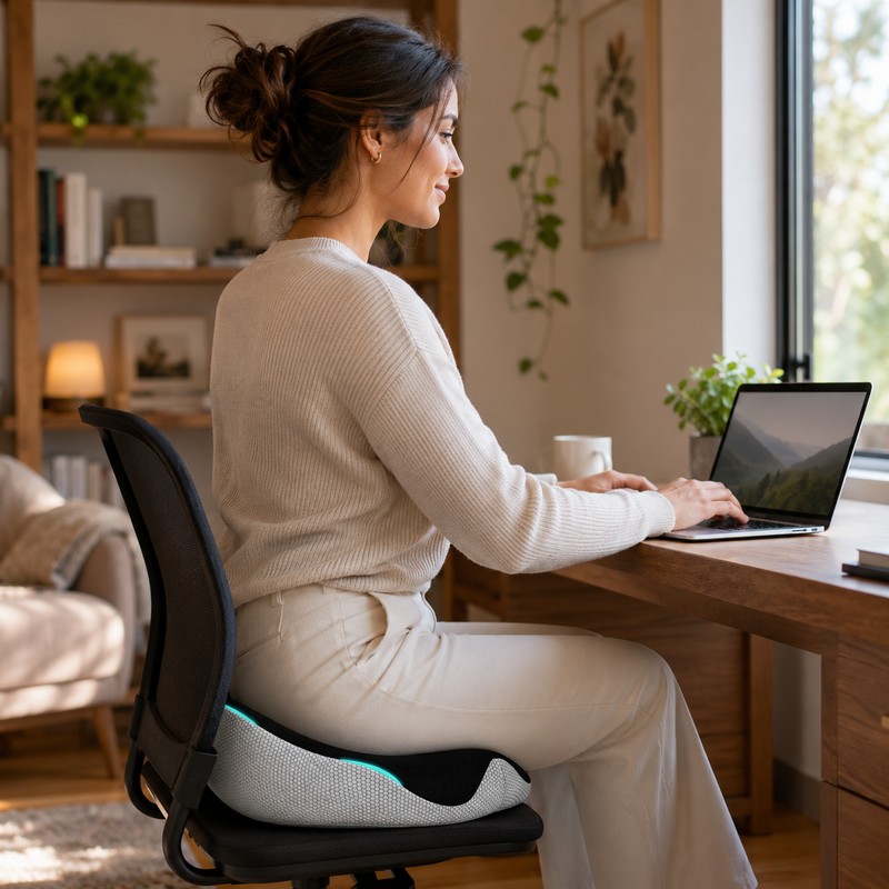 Memory Foam Seat Cushion for Long Sitting – Adjustable Coccyx