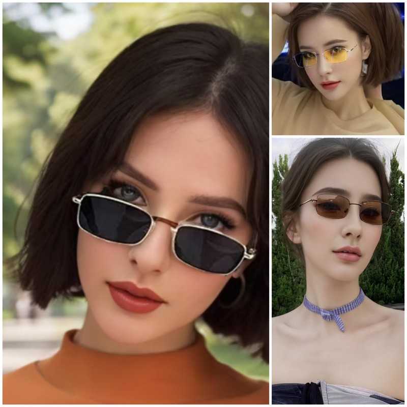 RUNHUIS Retro Classic Small Rectangle Sunglasses Women Men Vintage Slim