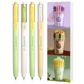 Tinsync Gel Pen Set, 0.5mm Fine Point Journaling Pens for Smooth Writing, Aesthetic Cute Black Ink, Office Supplies & Stationery Gift for Nurses and Women (4 Pcs, Yellow/Jasmine Green)