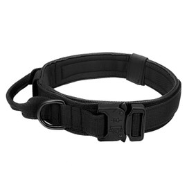 Military Dog Collar Professional Safety Adjustable Nylon Dog Collar for Outdoor Camping Hiking Walking Black L