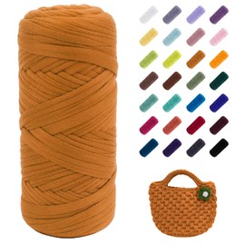 JeogYong T-Shirt Yarn, 200g/196ft Elastic Fabric Cloth Knitting T Shirt Yarn, Turmeric Thick Crochet Yarn for Crocheting Bags/Baskets/Rugs, Home Decor, DIY Crafts