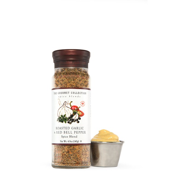 The Gourmet Collection Spice Blends Roasted Garlic and Red Bell Pepper Blend - Garlic Powder Seasoning for Cooking - Salt Free - Seafood, Meat, Eggs.