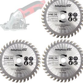 Mini Circular Saw Set of 3 HM Saw Blades Wood Diameter 85 x 10 mm 36 Teeth for Matrix MCS 500-1