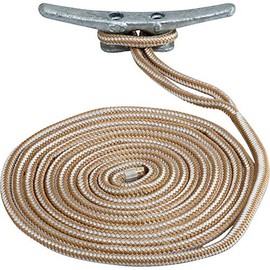 Seadog Line Double Braided Nylon Dock Line, 1/2" x 10', Gold/White Braided Dock