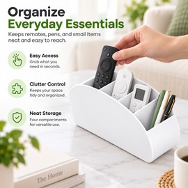 Remote Control Organizer for TV & Media Accessories – 5-Slot Space-Saving Caddy for Desktop & Bedside Tables
