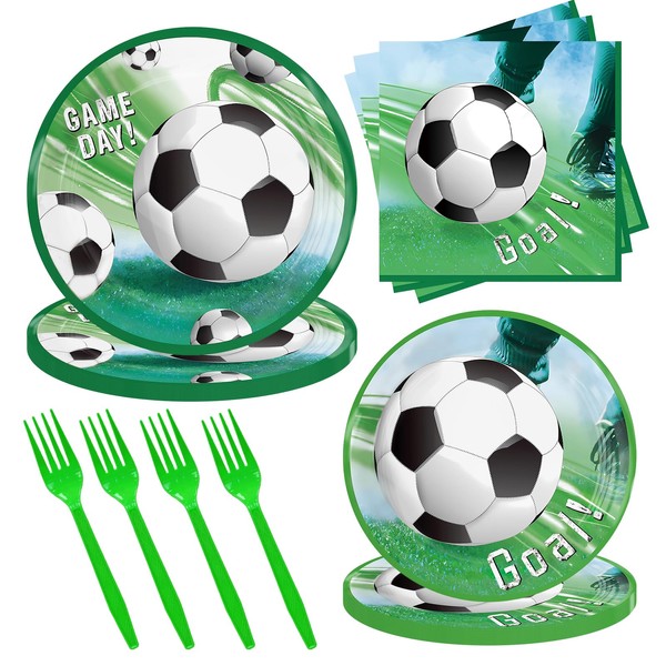 Xugoox Soccer Party Decorations Soccer Theme Tableware Set Including Soccer
