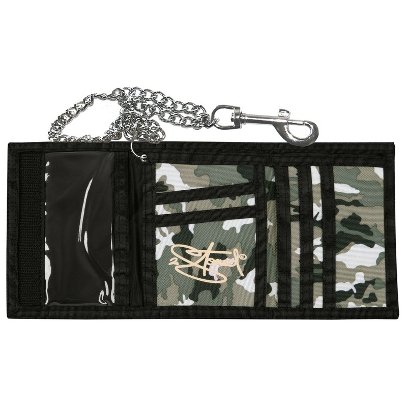 2Stoned Wallet Embroidered with Chain and Velcro Fastening Camo Gym