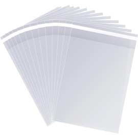 MORIDA Clear Cellophane Bags 100 Pcs 6x10 inch Self Adhesive Cookie Bags Candy Bags Treat Bags Resealable Self Sealing Plastic Cello Bags for Favors Snack Goodie Gift Packaging