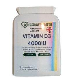 Vitamin D3 4000IU Tablets - 365 Day Supply - Vegetarian Supplement