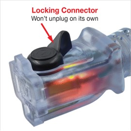 Clear Power 50 ft TPE Rubber Heavy Duty Extension Cord 14/3 SJEOW with Lighted Locking Connector, Oil Water & Weather Resistant, Flame Retardant, Blue & Orange, 3 Prong Grounded Plug, CP10088