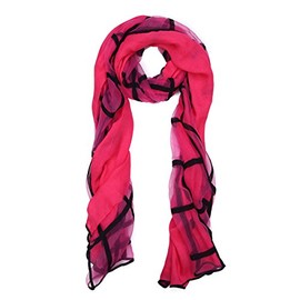 Premium 2-Layer Viscose Plaid Scarf, Hot Pink