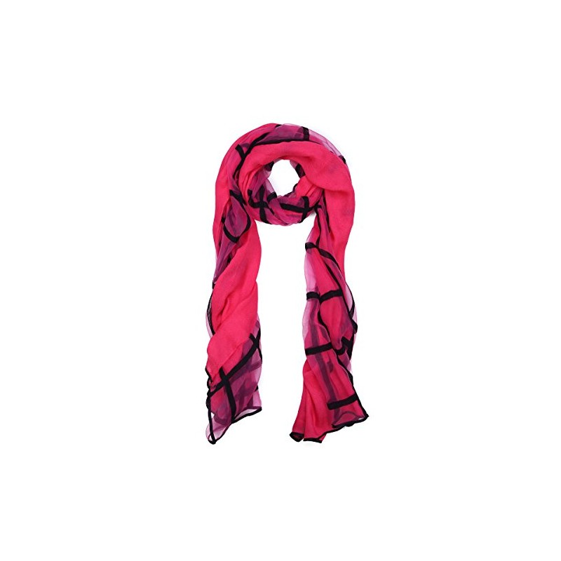 Premium 2-Layer Viscose Plaid Scarf, Hot Pink