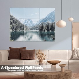 ENSEPST 9 Pack Wall Art Acoustic Panels,48" X 36"Sound Absorbing Panels, Decorative Sound Dampening Panels, Acoustic Treatment for Studio Home and Office （Distant place）