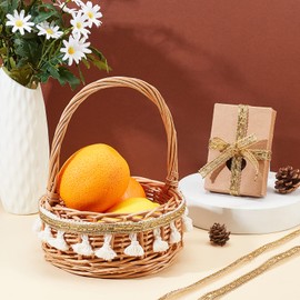 PandaHall 20 m Metallic Woven Braid Trim, 14 mm Gimp Trim, Shiny Lurex Trim, Gold Decorative Fabric Ribbon, Border Lace Trim for Costume, DIY, Sewing, Craft, Upholstery, Home Decor