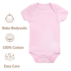 Baby Vests, Baby Bodysuits Short Sleeved, UK Brand, 3 Pack, Pink, 0-3 Months