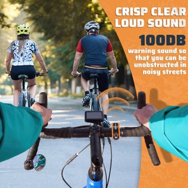 ICOCOPRO Bike Bell - 100DB Bicycle Bell with Loud Crisp Clear Sound - Bicycle Bell Adult Kids for 22.2mm Bike Handle - Bike Bells for Road Mountain Bikes Scooter