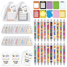 20 Sets Back to School Favors First Day of School Gifts Ballpoint Pens Welcome Tags Sticky Notes Gifts Bags First Day of School Gifts for Students Exchange Gifts Classroom Rewards Treat